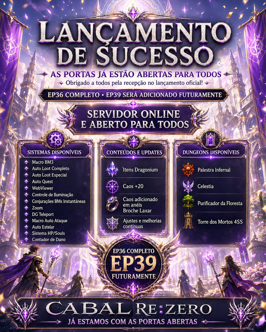 Lançamento de sucesso — servidor aberto!